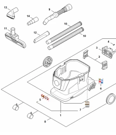Vue éclatée Cuve, Outillage - Aspirateur à batterie STIHL SEA 100