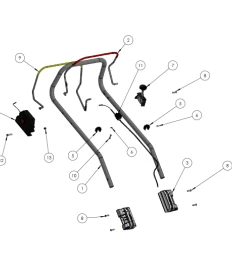 Vue éclatée Guidon - Tondeuse mulching à batterie GRIN BM46A - Pack 1 batterie