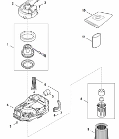Vue éclatée B - Carter moteur, Moteur électrique, Filtre - Aspirateur à batterie STIHL SEA 60