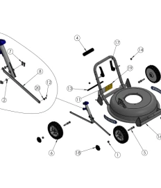 Vue éclatée Chassis (2022-2024 jusqu’au n° de série 25040410002) - Tondeuse mulching à batterie GRIN BM46 - Pack 1 batterie