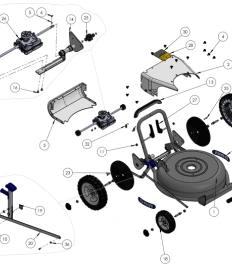 Vue éclatée Chassis (2024 - ) - Tondeuse mulching à batterie GRIN BM53A - Pack 1 batterie