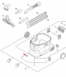 Vue éclatée C - Cuve, Outillage - Aspirateur à batterie STIHL SEA 60