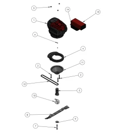 Vue éclatée Groupe de coupe - Tondeuse mulching à batterie GRIN BM53A - Pack 1 batterie