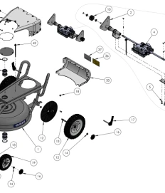 Vue éclatée Chassis - Tondeuse mulching thermique 3 roues GRIN SPM53A KW